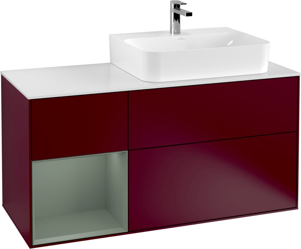Villeroy & Boch Waschtischunterschrank Finion G141G 1200 mm Glossy White mit LED-Beleuchtung