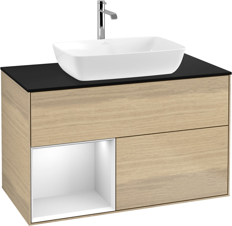 Villeroy & Boch Finion Waschbeckenunterschrank Glossy White mit Beleuchtung, 1000 mm