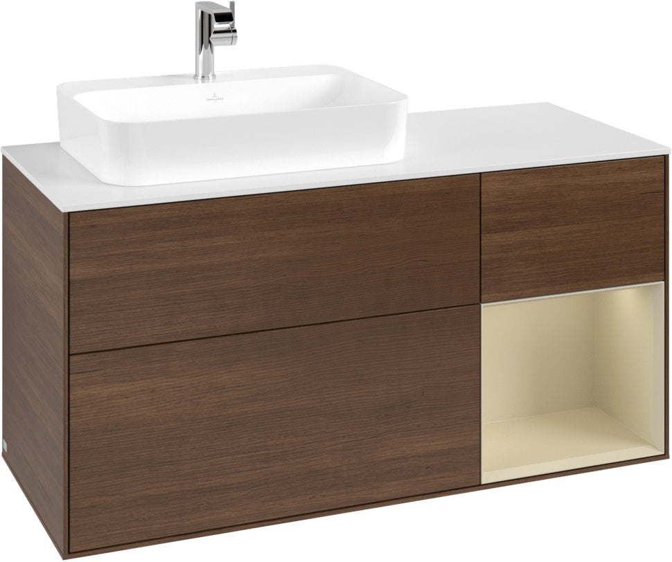 Villeroy & Boch Waschtischunterschrank Finion F401G 1200 mm Glossy White Lacquer mit Beleuchtung