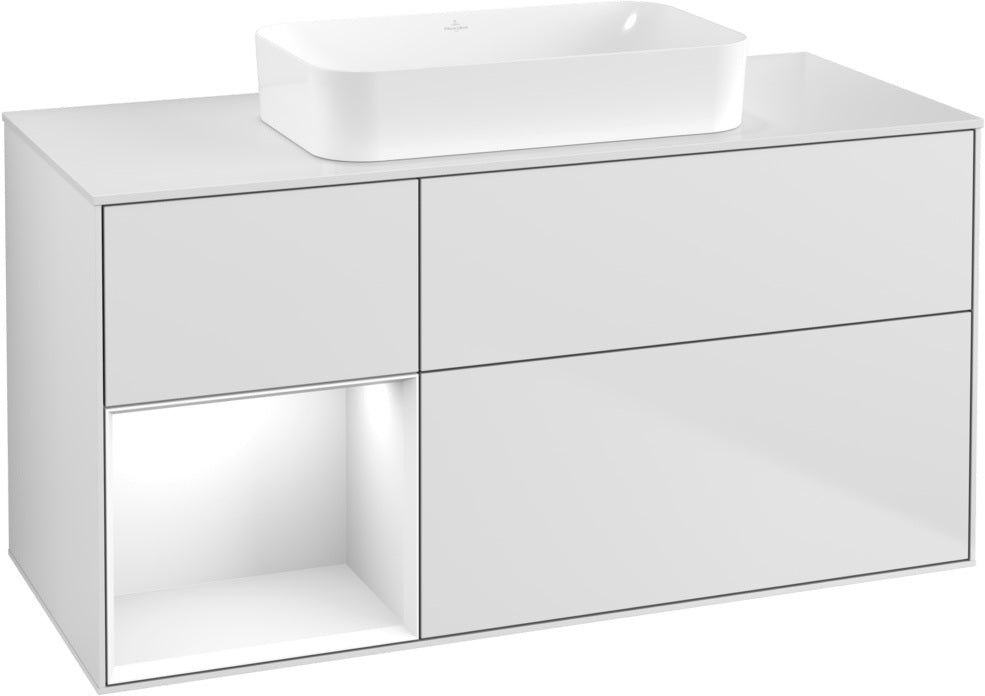 Villeroy & Boch Finion Waschbeckenunterschrank 1200 mm Walnut Veneer mit Beleuchtung