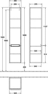 Villeroy & Boch Hochschrank Subway 2.0 350 mm Eiche Santana Oak links – wandhängend, Soft-Close