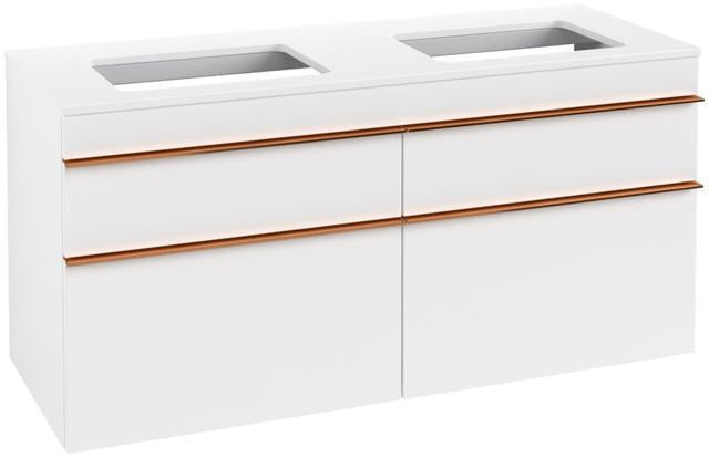 Villeroy & Boch Venticello Waschtischunterschrank 1257 mm Glossy White, 4 Auszüge, für 2 Waschtische