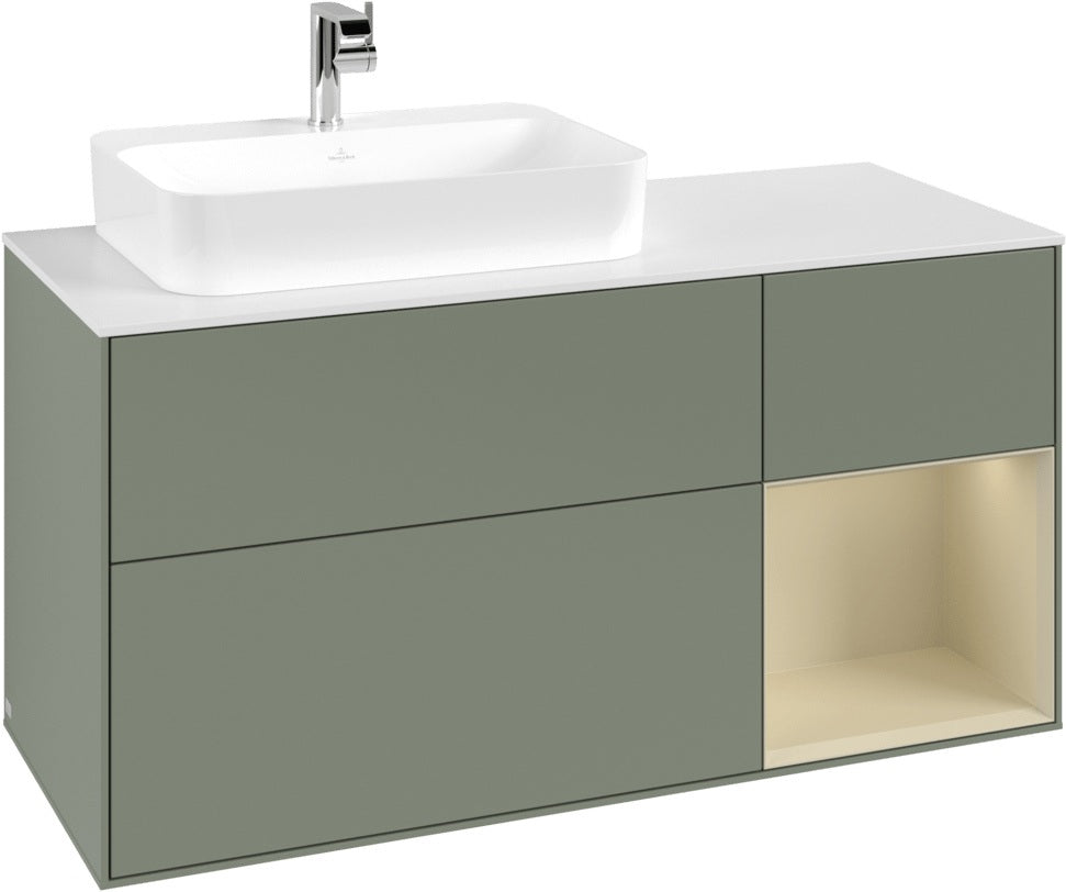 Villeroy & Boch Waschtischunterschrank Finion F401G 1200 mm Glossy White Lacquer mit Beleuchtung