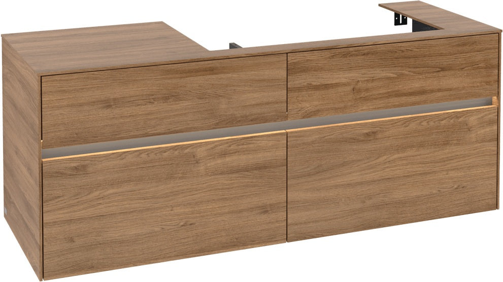 Villeroy & Boch Collaro Waschtischunterschrank 1400 mm mit LED-Beleuchtung und 4 Auszügen