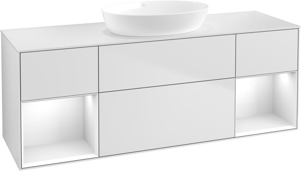 Villeroy & Boch Finion Waschbeckenunterschrank 1600 mm Glossy White Lacquer – mit LED-Beleuchtung