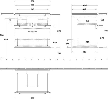 Villeroy & Boch Waschtischunterschrank Subway 2.0, 537 mm, Santana Oak, mit Auszug & Accessory Box