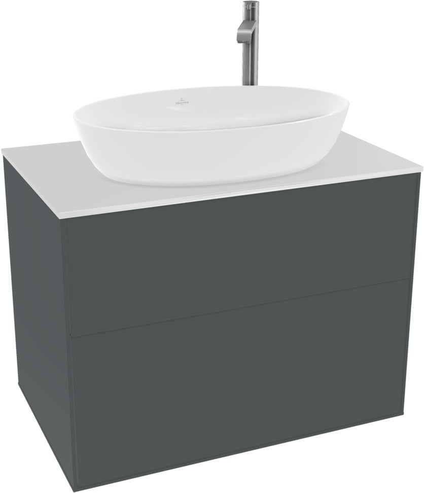 Villeroy & Boch Finion Waschbeckenunterschrank F87200GF – 800 mm, Glossy White Lacquer, mit Push-to-open