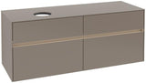 Villeroy & Boch Collaro Waschtischunterschrank 1400 mm mit LED-Beleuchtung und 4 Auszügen, White Wood