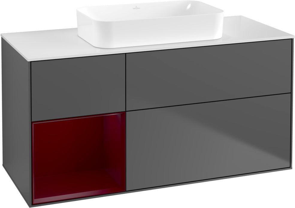 Villeroy & Boch Finion Waschbeckenunterschrank 1200 mm Walnut Veneer mit Beleuchtung