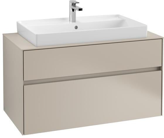 Villeroy & Boch Collaro Waschtischunterschrank 1000 mm mit LED-Beleuchtung und 2 Auszügen in White Wood