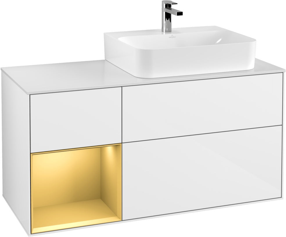 Villeroy & Boch Waschtischunterschrank Finion G141G 1200 mm Glossy White mit LED-Beleuchtung