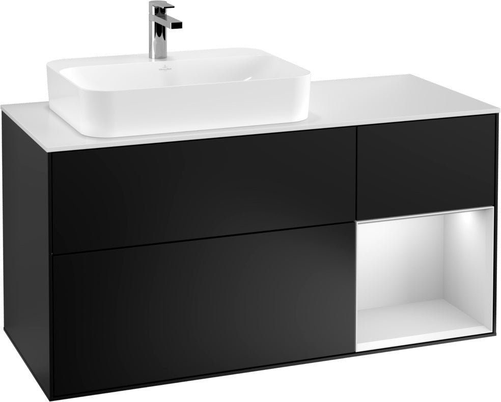 Villeroy & Boch Waschtischunterschrank Finion F401G 1200 mm Glossy White Lacquer mit Beleuchtung