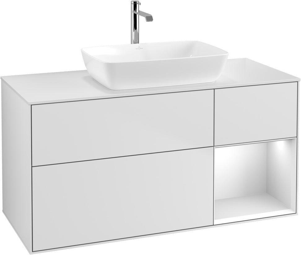 Villeroy & Boch Waschtischunterschrank Finion G831G 1200 mm Glossy White Lacquer mit Beleuchtung
