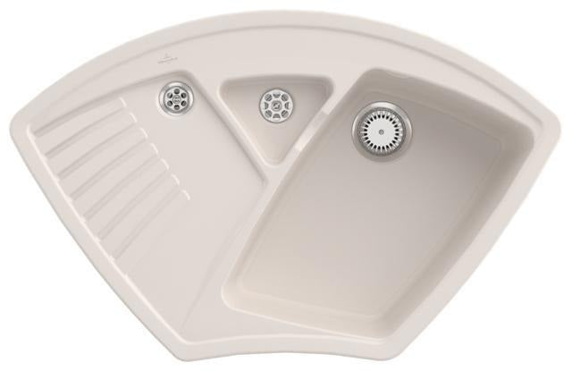Villeroy & Boch Eckspüle Arena Eck 975x625mm Ivory CeramicPlus mit Ablaufgarnitur