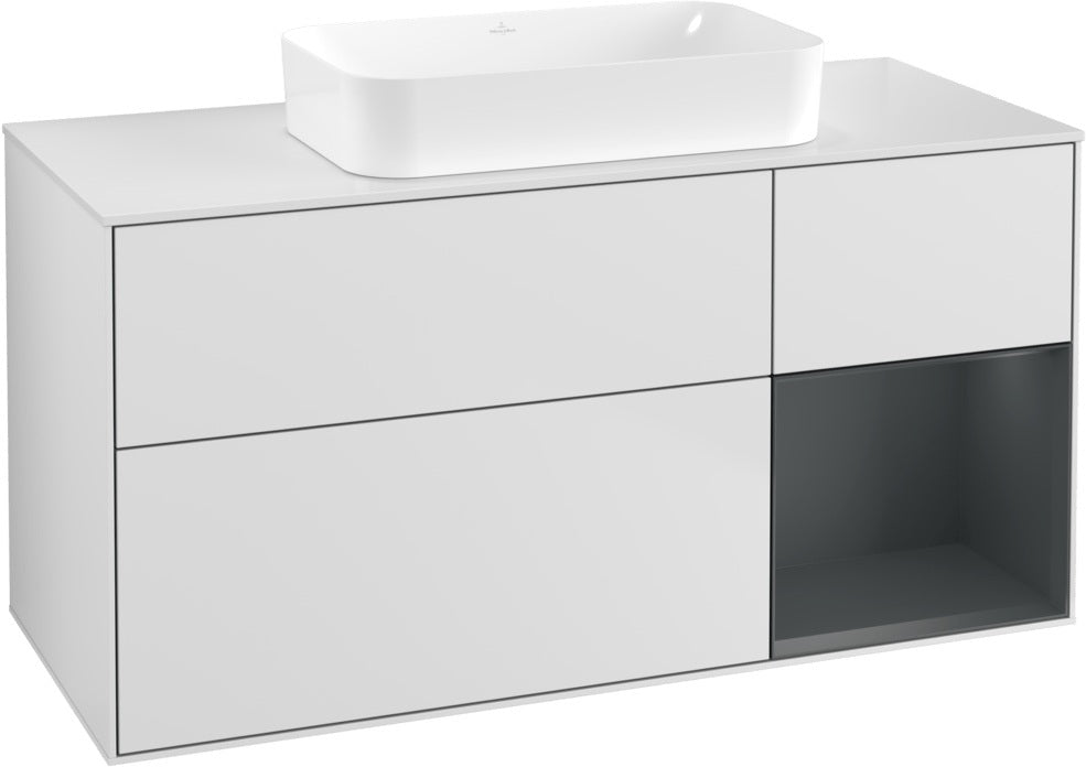 Villeroy & Boch Finion Waschtischunterschrank G711G Black Matt Lacquer 1200 mm mit Beleuchtung