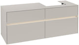 Villeroy & Boch Collaro Waschtischunterschrank 1400 mm mit LED-Beleuchtung und 4 Auszügen in Soft Grey