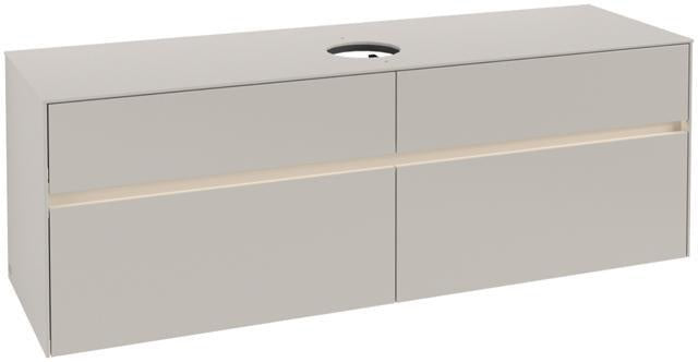 Villeroy & Boch Collaro Waschtischunterschrank 1600 mm mit LED-Beleuchtung und 4 Auszügen in Soft Grey