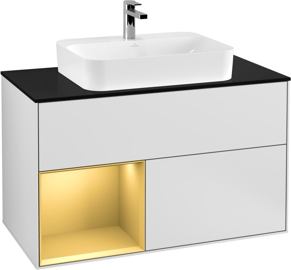 Villeroy & Boch Finion Waschtischunterschrank 1000 mm Glossy White Lacquer mit LED-Beleuchtung