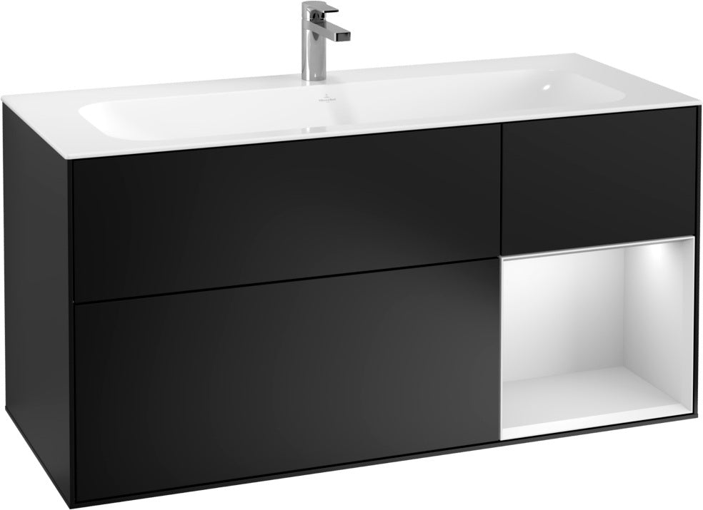 Villeroy & Boch Finion Waschbeckenunterschrank Glossy White Lacquer 1196 mm mit LED-Beleuchtung