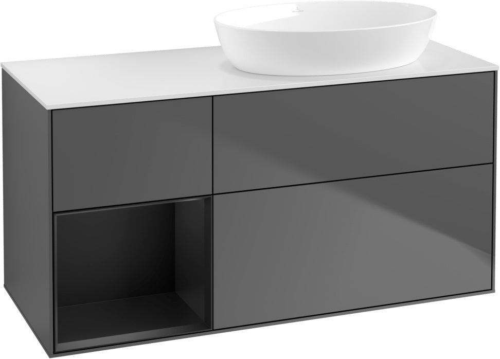 Villeroy & Boch Finion Waschtischunterschrank 1200 mm Glossy White Lacquer mit Beleuchtung