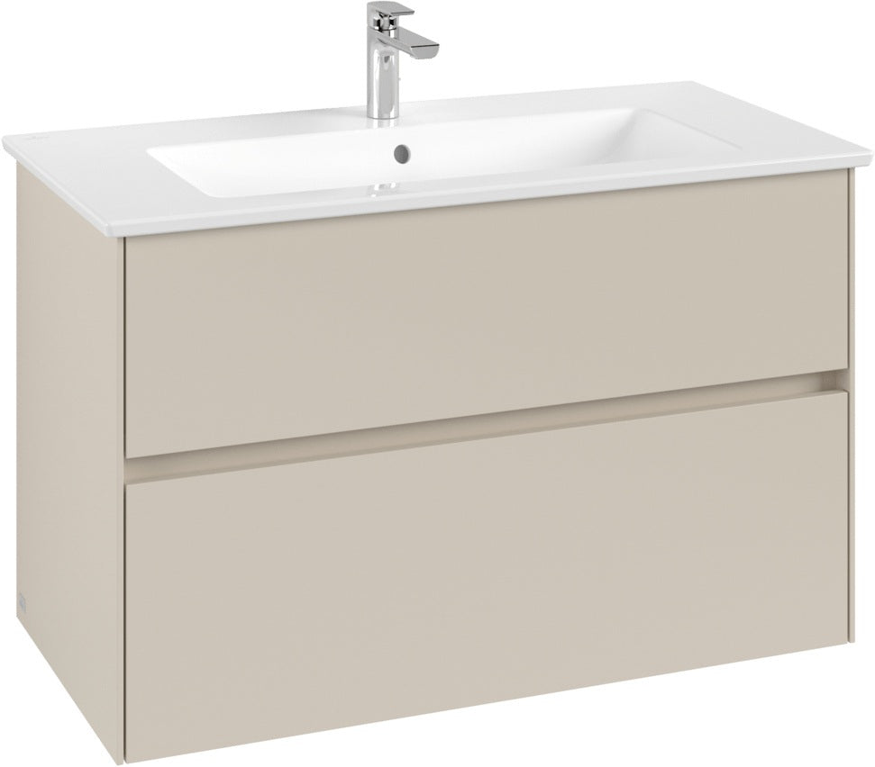 Villeroy & Boch Collaro Waschbeckenunterschrank 961 mm White Oak mit LED-Beleuchtung