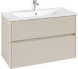 Villeroy & Boch Collaro Waschbeckenunterschrank 961 mm White Oak mit LED-Beleuchtung