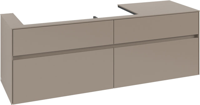 Villeroy & Boch Waschtischunterschrank Collaro C029 B0 1600x548x500mm Eckig Taupe mit Beleuchtung & SoftClosing