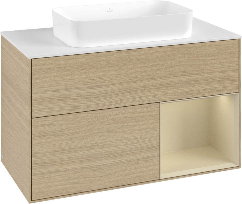 Villeroy & Boch Finion Waschtischunterschrank 1000 mm Glossy White Lacquer mit LED-Beleuchtung