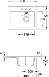 Villeroy & Boch Subway 45 Compact Einbauspüle 650x510mm Keramik Ebony CeramicPlus