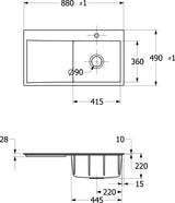 Villeroy & Boch Subway Style 50 Flat Einbauspüle 880x490mm Weiß Alpin CeramicPlus