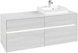 Villeroy & Boch Collaro Waschtischunterschrank 1400 mm mit LED-Beleuchtung und 4 Auszügen in Soft Grey