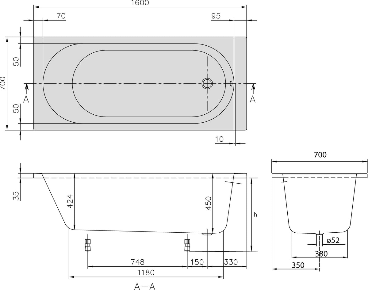 Villeroy & Boch O.novo UCC160C Whirlpool 1600x700mm Rechteck Weiß Alpin mit CombiPool Comfort