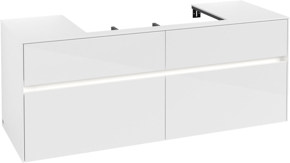 Villeroy & Boch Waschtischunterschrank Collaro C088B0 1400 mm Glossy White mit LED-Beleuchtung