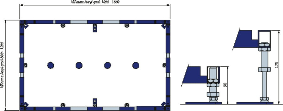 Villeroy & Boch ViFrame Montagerahmen für Duschwannen bis 1000 x 1000 mm, höhenverstellbar 90-175 mm