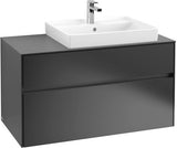 Villeroy & Boch Collaro Waschtischunterschrank 1000 mm mit LED-Beleuchtung und 2 Auszügen in Soft Grey