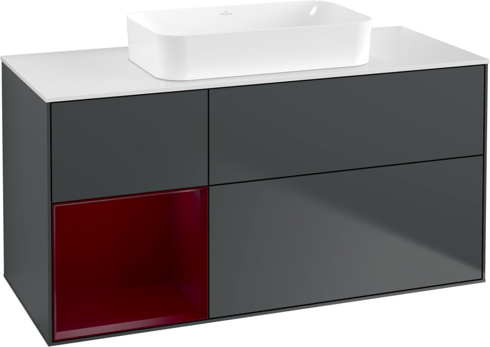 Villeroy & Boch Finion Waschbeckenunterschrank 1200 mm Walnut Veneer mit Beleuchtung