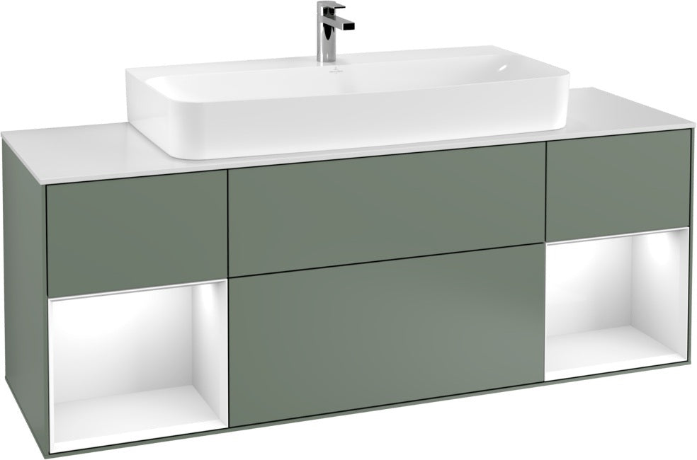Villeroy & Boch Finion Waschtischunterschrank 1600 mm Glossy White Lacquer mit Beleuchtung