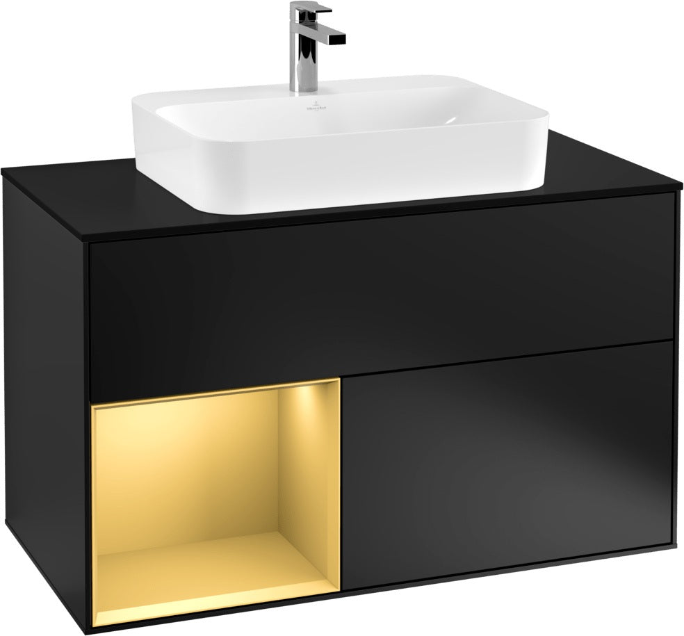 Villeroy & Boch Finion Waschtischunterschrank 1000 mm Glossy White Lacquer mit LED-Beleuchtung