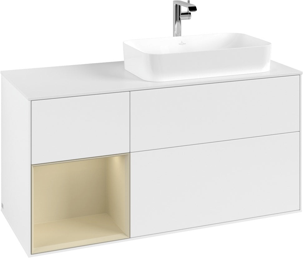 Villeroy & Boch Finion Waschtischunterschrank 1200 mm Glossy White Lacquer mit LED-Beleuchtung