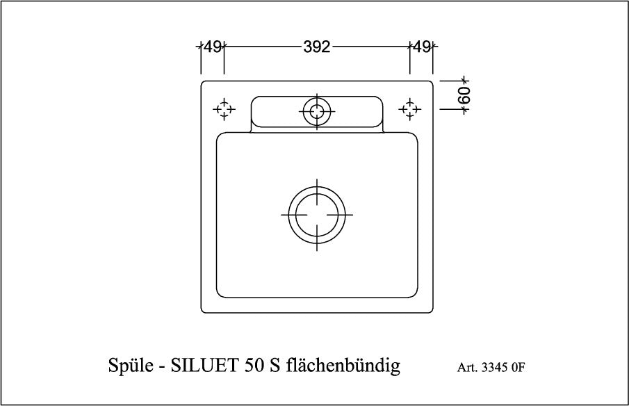 Villeroy & Boch Siluet 50 S flat Einbauspüle 470x470mm TitanCeram Ebony CeramicPlus