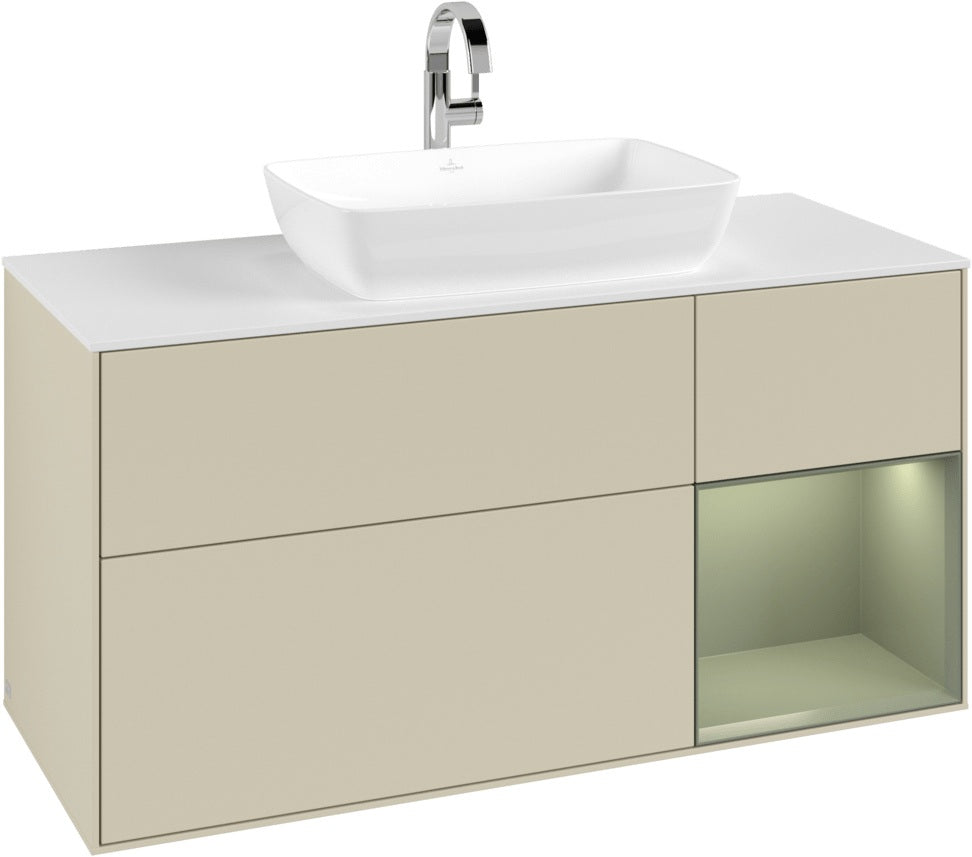 Villeroy & Boch Waschtischunterschrank Finion G831G 1200 mm Glossy White Lacquer mit Beleuchtung