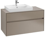 Villeroy & Boch Collaro Waschtischunterschrank 1000 mm mit LED-Beleuchtung und 2 Auszügen, White Wood