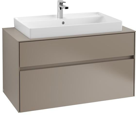 Villeroy & Boch Collaro Waschtischunterschrank 1000 mm mit LED-Beleuchtung und 2 Auszügen in White Wood