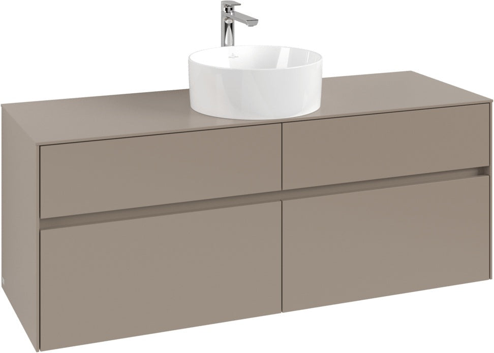 Villeroy & Boch Waschtischunterschrank Collaro C045 B0 1400 mm Taupe mit Beleuchtung und SoftClosing