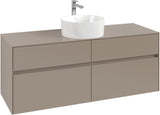 Villeroy & Boch Waschtischunterschrank Collaro C045 B0 1400 mm Taupe mit Beleuchtung und SoftClosing
