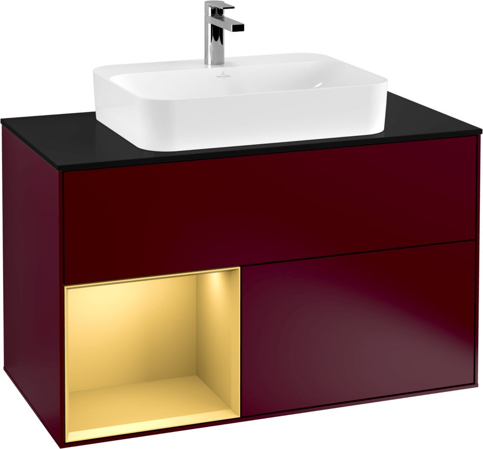 Villeroy & Boch Finion Waschtischunterschrank 1000 mm Glossy White Lacquer mit LED-Beleuchtung