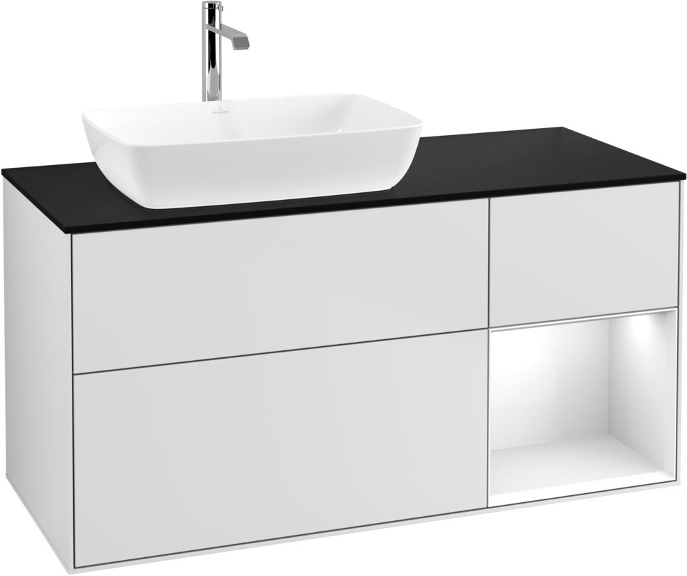Villeroy & Boch Finion Waschtischunterschrank 1200 mm Glossy White mit Beleuchtung und SoftClosing