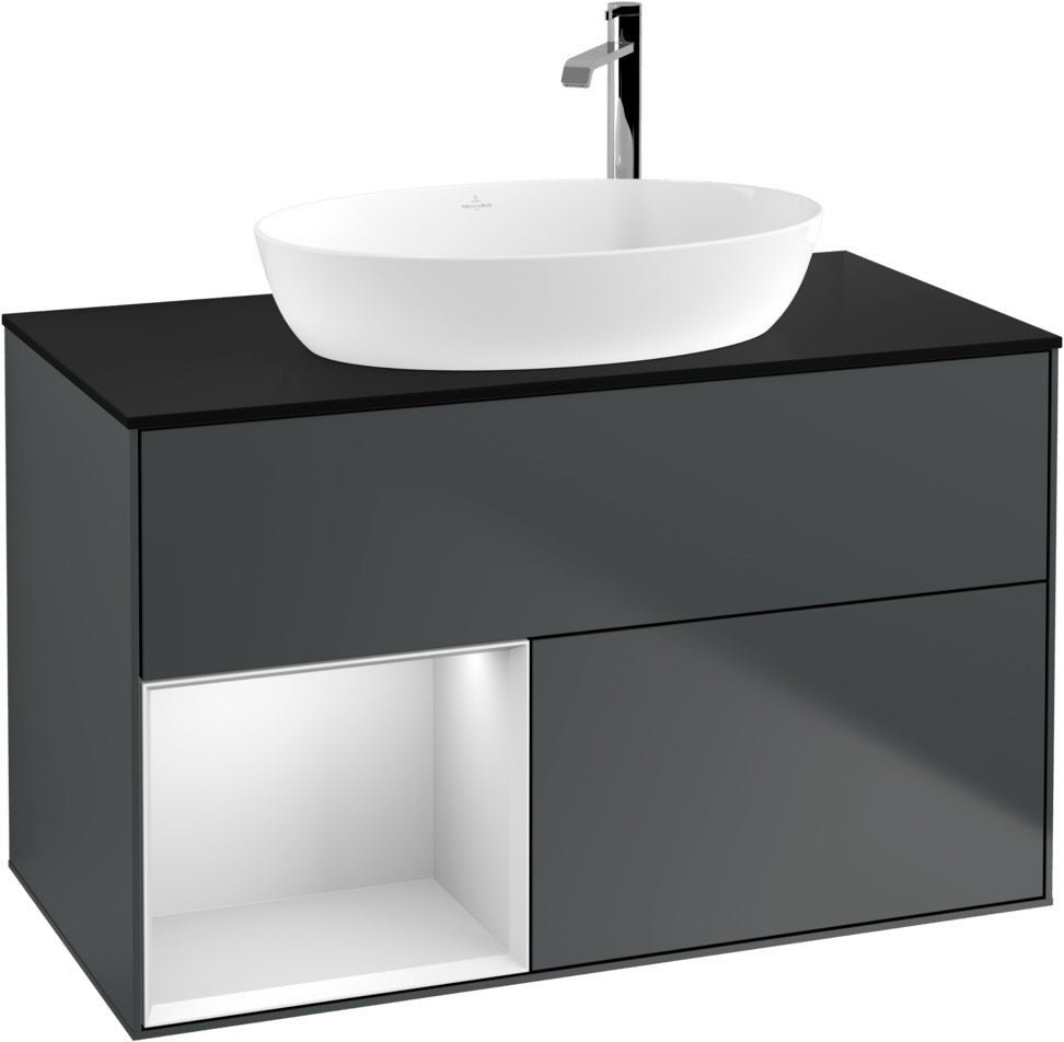 Villeroy & Boch Finion Waschbeckenunterschrank G892G 1000 mm Glossy White Lacquer mit Beleuchtung