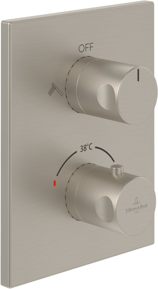 Villeroy & Boch Universal Unterputz-Thermostat TVD000653000 eckig chrom – Zweiwege-Mengenregulierung