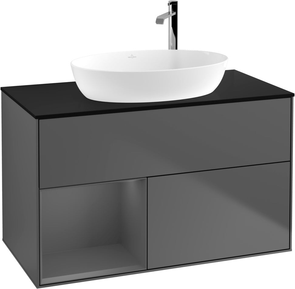 Villeroy & Boch Finion Waschbeckenunterschrank G892G 1000 mm Glossy White Lacquer mit Beleuchtung